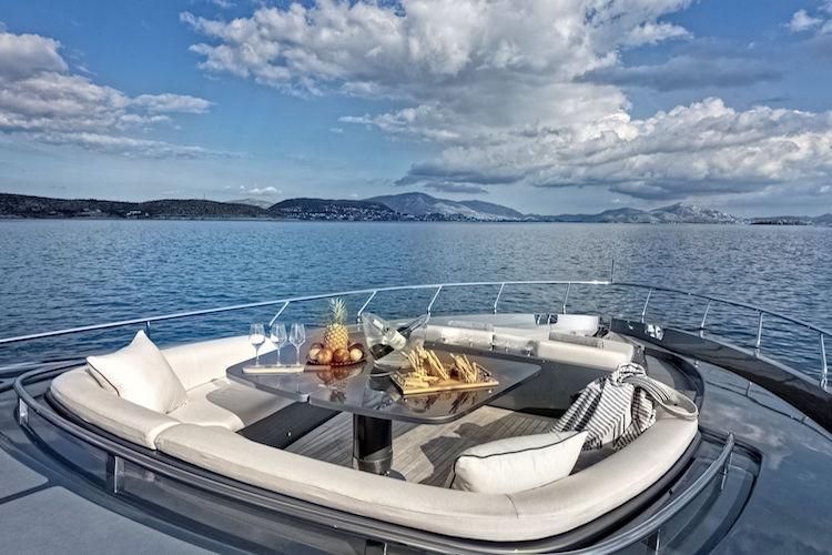 sundeck dining, yacht sundeck, Athens yacht charter