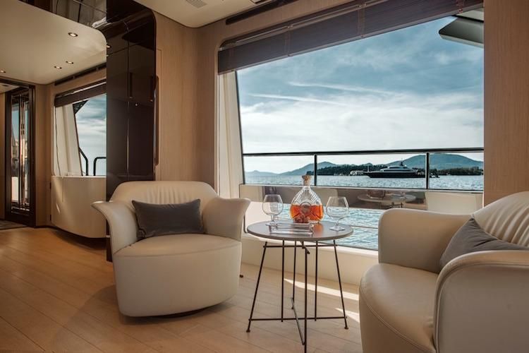 luxury yacht rental, yacht living room, weekly yacht rental