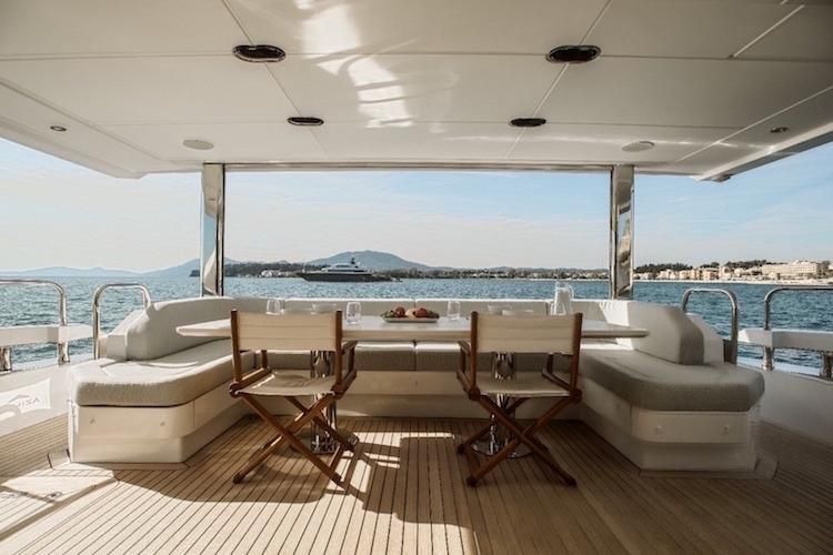 yacht deck, luxury deck, weekly yacht rental Athens
