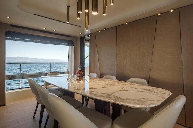 Luxury Yacht Dining, Greece yacht diningroom, Athens private yacht rental